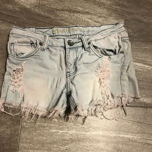 Light wash jean shorts